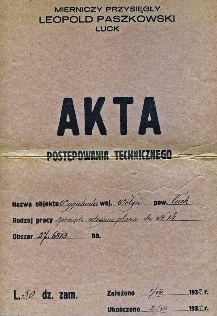 KKE 5959-1.jpg - Dok. Parcelacja, Wygadanka, gmina Poddębce, powiat Łuck, II 1932 r.